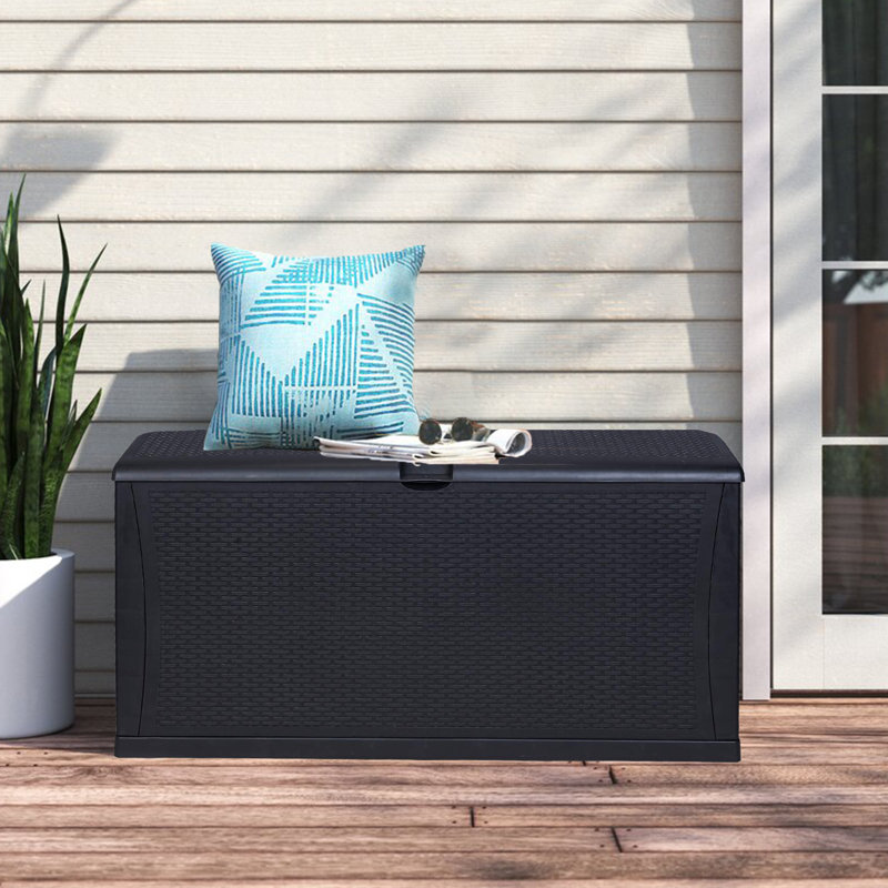 GDY 120 Gallon Water Resistant Plastic Deck Box with Lock Wayfair